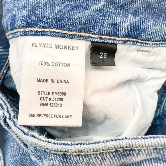 Flying Monkey Distressed Ripped Knee and Hem Denim Jeans Size 29 - Picture 6 of 8